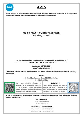 Affiche d'information Travaux RTE du 12/04 au 31/07/2024.